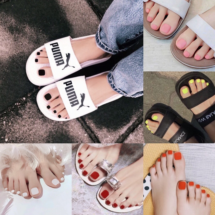 Set 24 Móng Chân Giả Màu Trơn Đơn Giản Thời Trang