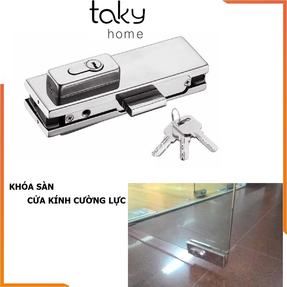 Khóa Cửa Kính Cường Lực VVP Gắn Sàn,  Khóa Sàn Cho Kính Cường Lực 10 - 12 ly, Khóa 2 Đầu Chìa. TakyHome 3701