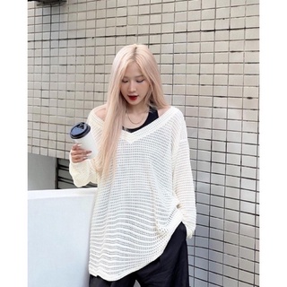 Set áo lưới cổ V kèm áo quây cổ yếm croptop