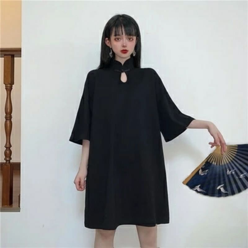 Áo Nữ Kiểu Dáng Dài Phom Rộng Cổ Tàu