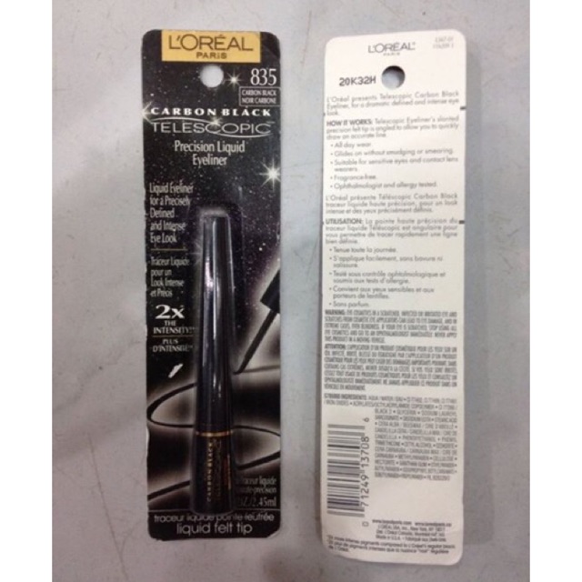 Kẻ mắt nước L'Oreal Carbon Black Telescopic Precision Liquid Lâu trôi, cho nét vẽ sắc, bám lâu đến 16 tiếng