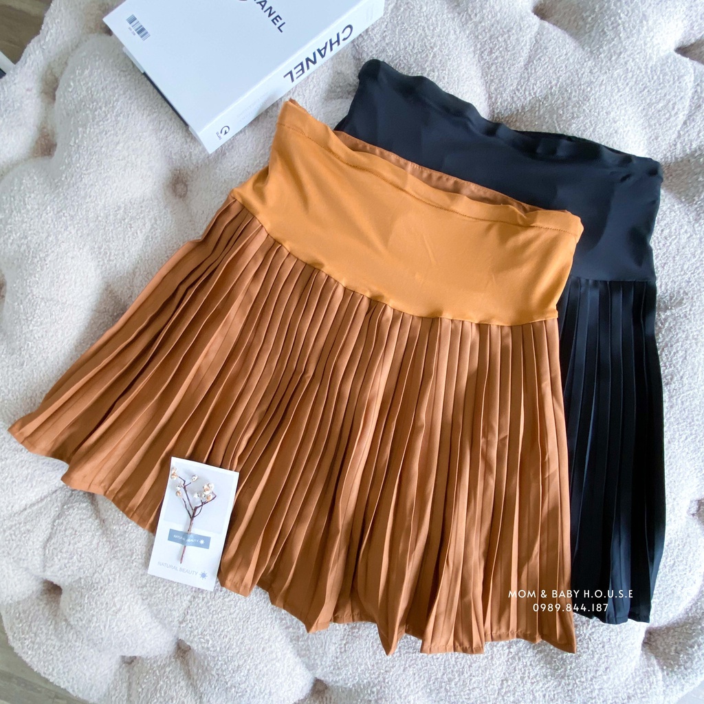 EVERMOM | Chân váy bầu dập ly có đệm bụng loại dày mặc suốt thai kì