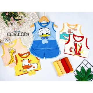 Bộ ba lỗ in hình thun lạnh size đại cho bé trai bé gái từ 20-32kg