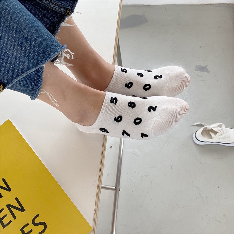 Vớ cotton chống trượt thoáng khí họa tiết số vui nhộn thời trang mùa hè cho nữ