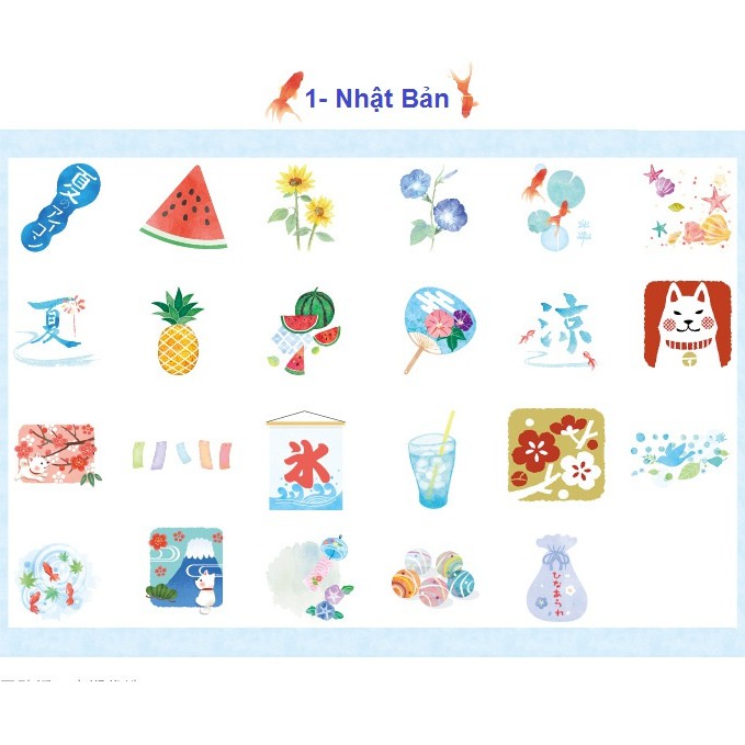 Hộp 45 sticker trang trí planner scrapbook