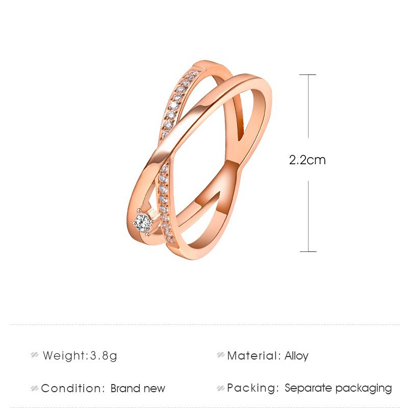 New Jewelry Simple Personality Cross Finger Ring Fashion Female Wild Diamond Ring Selling Direct