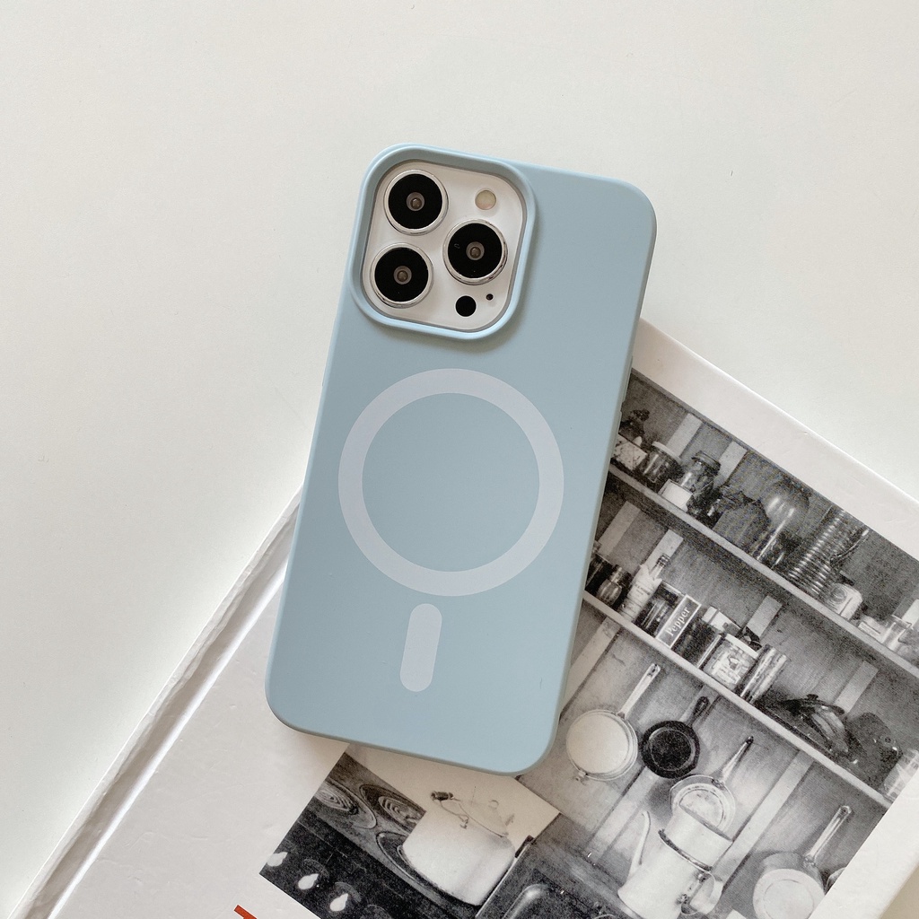 Ốp Điện Thoại TPU Silicone Màu Trơn Mẫu Mới Có Đế Sạc Không Dây Từ Tính Cho Iphone 13 Pro Max IPhone12