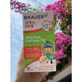 Dầu gan cá tuyết siêu tinh khiết kết hợp DHA Brauer cho bé trên 1 tuổi (90 viên)