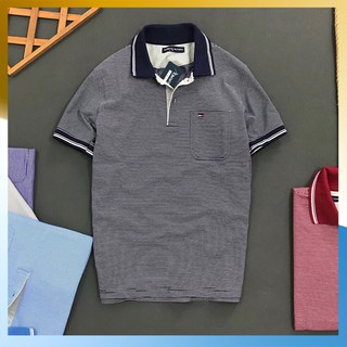 Áo Thun Nam 🍄FREESHIP🍄 Cổ Bẻ Tay Ngắn Kẻ Sọc Có Túi, Thun 100% Cotton 4 Chiều Cao Cấp - iman