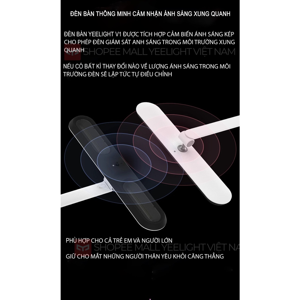 Đèn bàn Yeelight Desk Lamp V1 Pro chống cận, hỗ trợ Mihome Homekit công suất 12W - BH 12 tháng