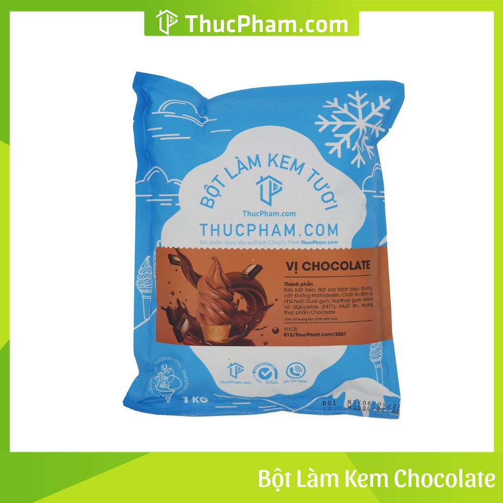 Bột Làm Kem Tươi THUCPHAM.COM Vị Chocolate 1kg - Công Thức Độc Quyền Hương Vị Mới, Không Gắt, Không Hắc