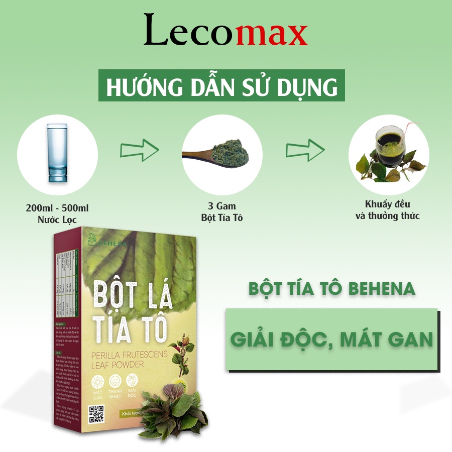 Bột tía tô behena nguyên chất sấy lạnh đắp mặt pha uống hữu cơ Lecomax LMB13