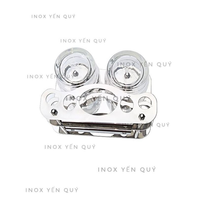 INOX304 kệ cắm bàn chải và kem đánh răng gắn tường hoặc để bàn đá