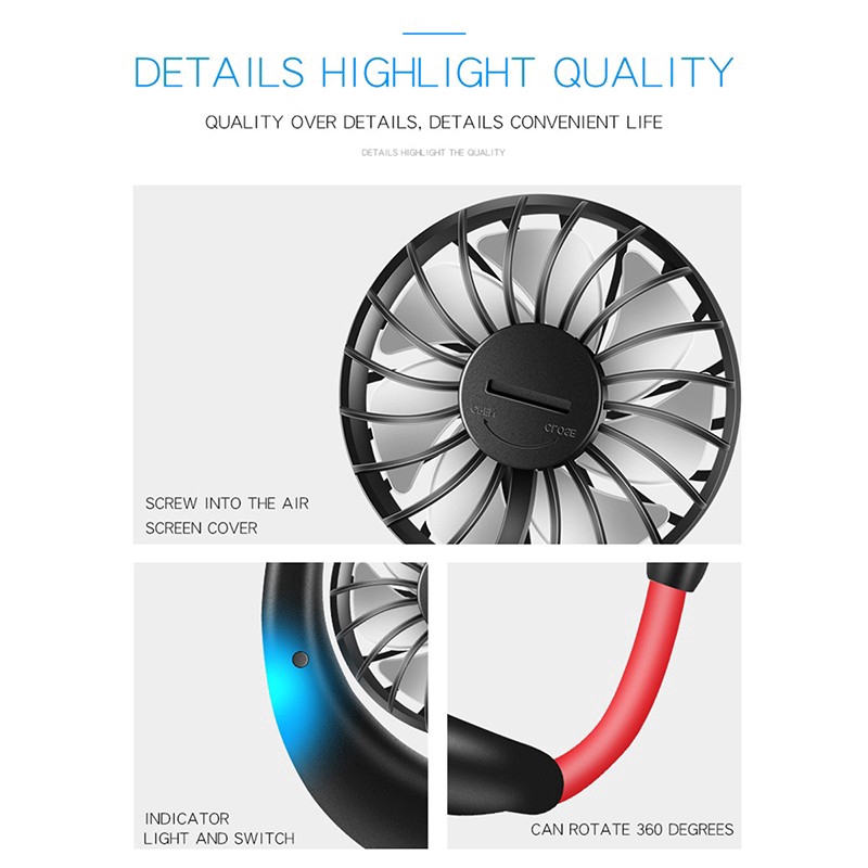 Quạt mini đeo cố sạc USB tiện dụng cho dịp du lịch | BigBuy360 - bigbuy360.vn