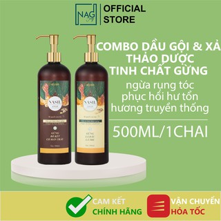 Dầu gội và dầu xả dưỡng sinh tinh chất gừng NASIL Gừng 500ml thư giãn giảm stress-HEVINA