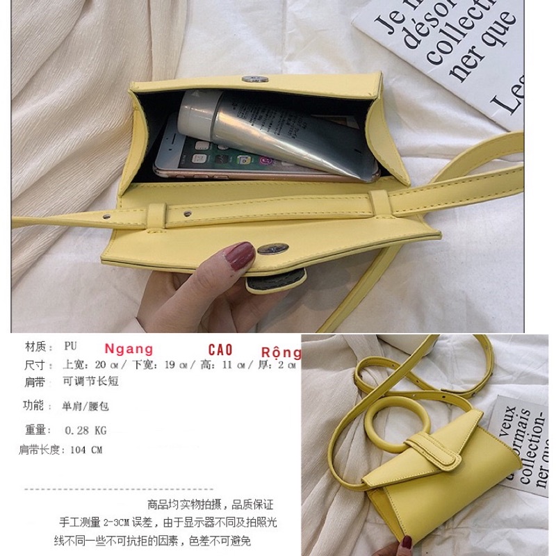 Túi đeo chéo quai xách tròn nắp gặp màu neon siêu đẹp ♥️