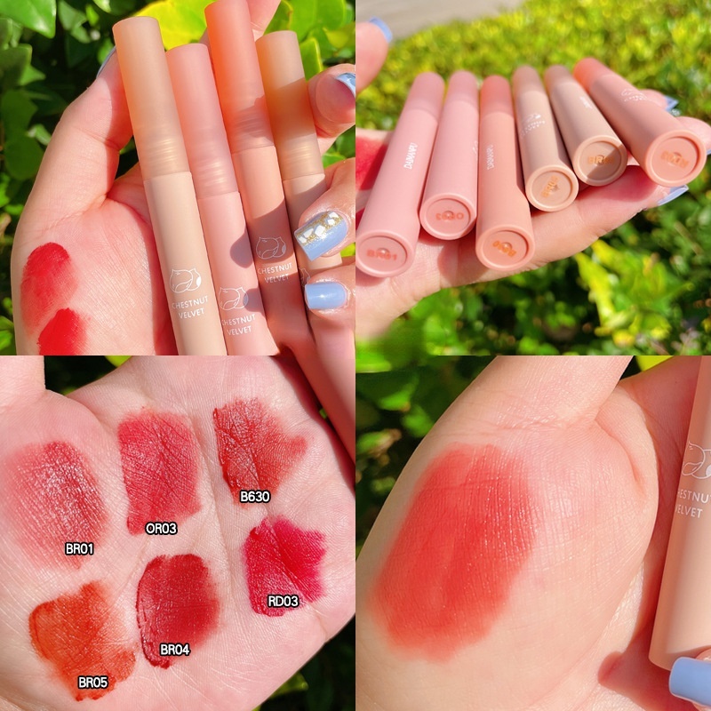 [Hàng mới về] Son kem lâu trôi chống thấm nước không dính cốc 6 màu tùy chọn
