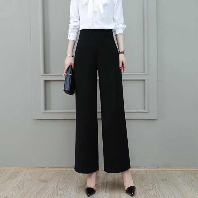 Quần Ống Rộng Lưng Cao Mặc Tôn Dáng Siêu Xinh KH77, Quần suông culottes khoá hông