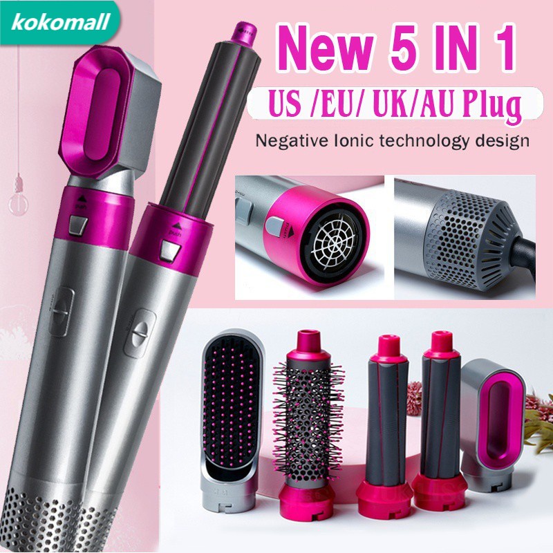 Máy sấy tóc tạo kiểu 5 in 1 đa năng tiện dụng, có lược điện, ống tạo xoăn - Bảo hành 12 tháng