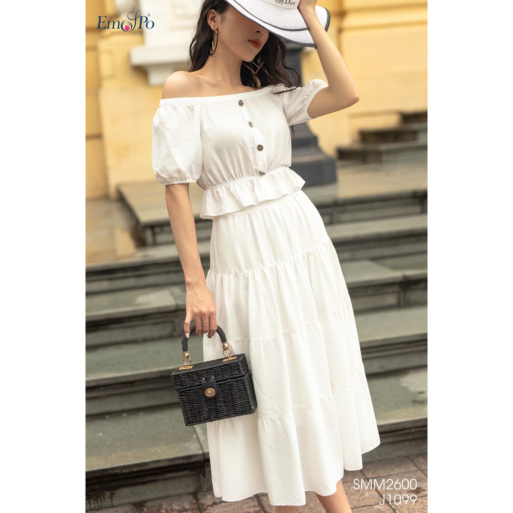 Áo Sơ mi trễ vai, chun vai, tay và gấu áo Emspo SMM2600