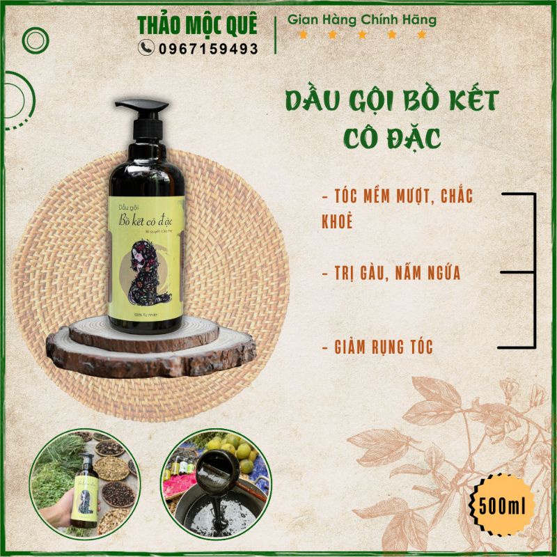 Dầu gội đầu thảo dược thiên nhiên tinh chất bồ kết cô đặc giữ mượt tóc - Dầu xả dưỡng tóc ngăn rụng tóc 500 ml