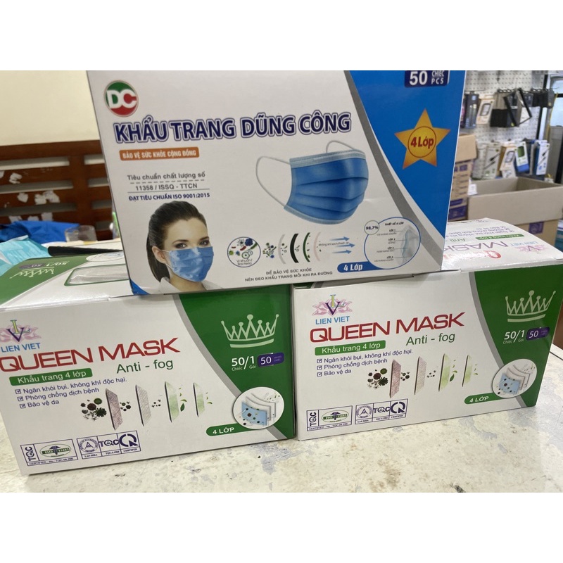 1 hộp (50 chiếc khẩu trang y tế 4 lớp) các màu