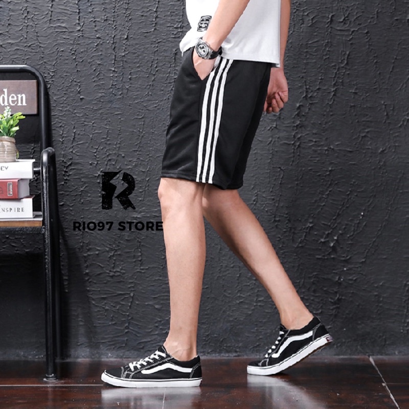Quần Short 3 Sọc Nam Nữ Thời Trang Thun Poly Unisex