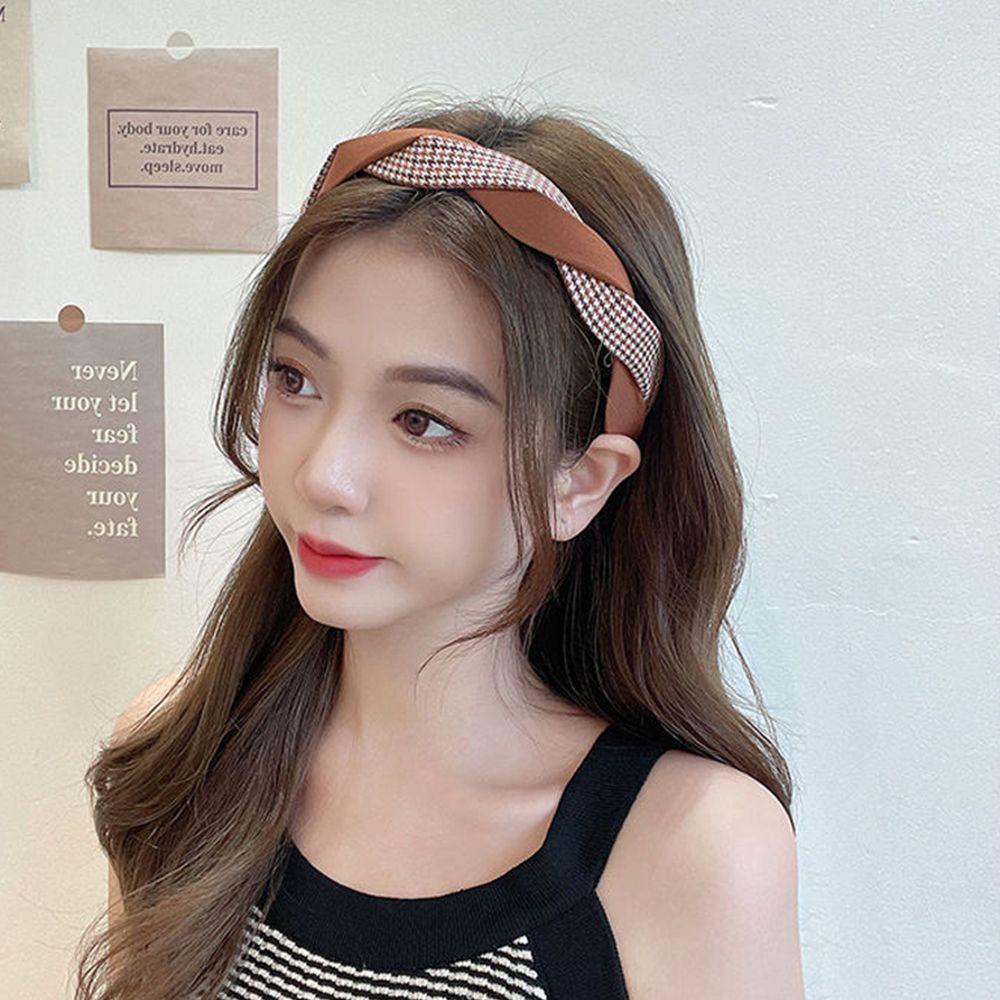 Băng Đô Cài Tóc Chống Trượt Họa Tiết Kẻ Sọc Phong Cách Hàn Quốc Cổ Điển Thời Trang Cho Nữ