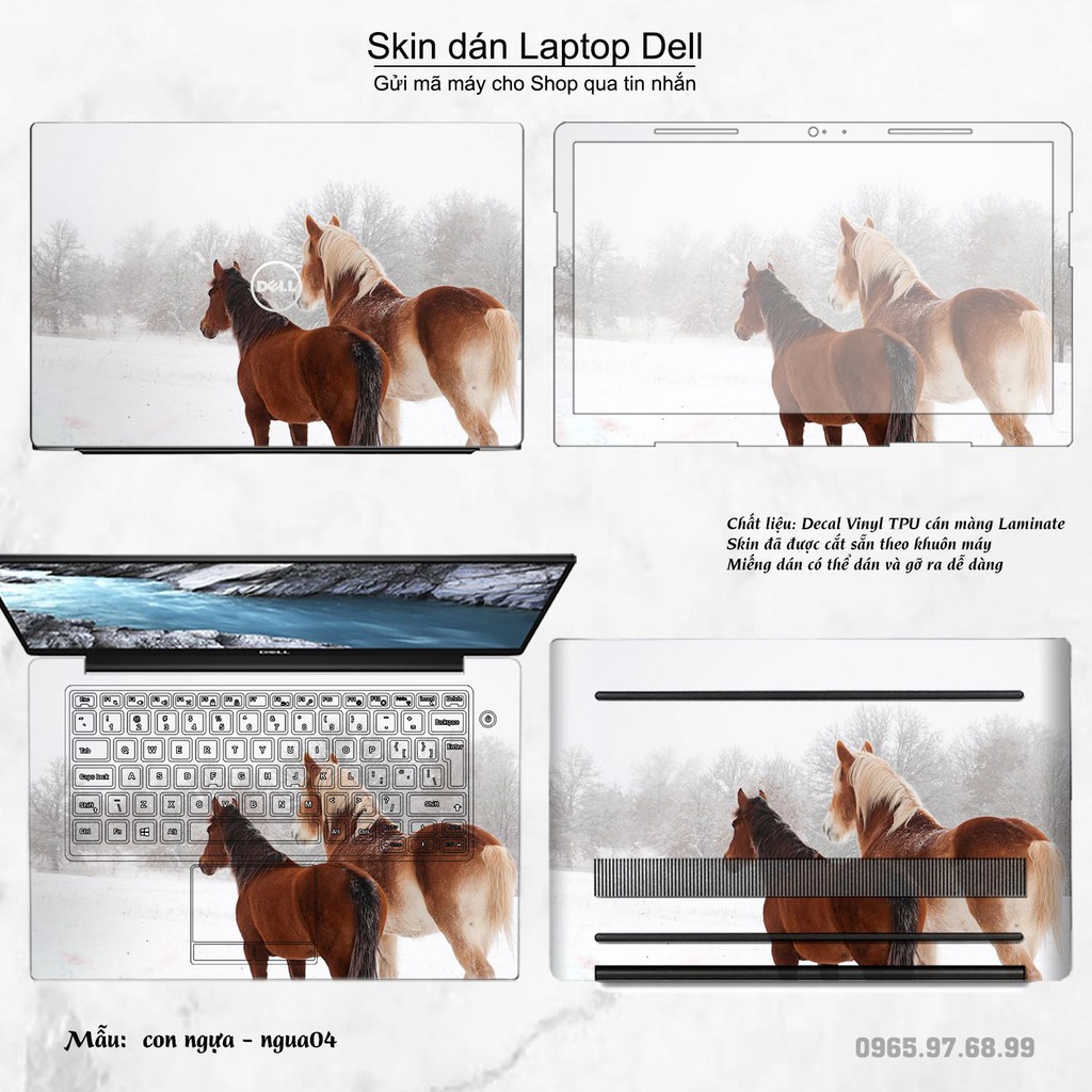 Skin dán Laptop Dell in hình Con ngựa (inbox mã máy cho Shop)