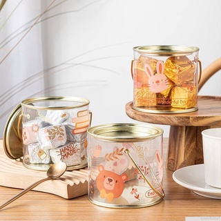 Hộp thiếc trong suốt đựng bánh kẹo họa tiết hoạt hình xinh xắn
