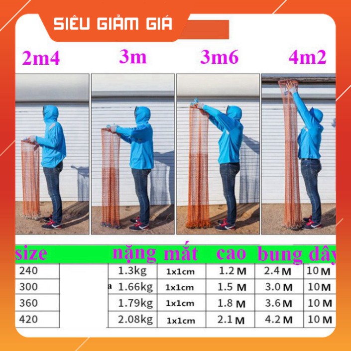 [Combo] [Combo] Chài Cá Đĩa Rút Thái Lan Dù Cước  [Giá rẻ] [Giá rẻ]