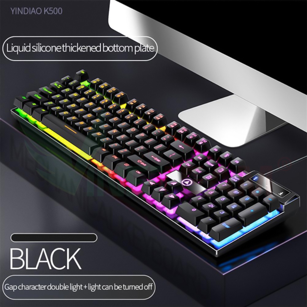 Bàn phím giả cơ YINDIAO K500 đa dạng màu sắc kèm theo đèn led 7 màu xuyên phím dành cho game thủ -dc4743