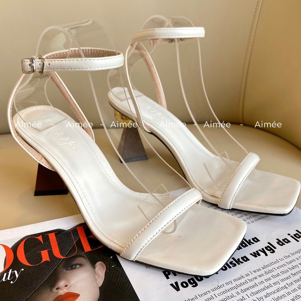 Sandal Dây Mảnh Gót Phối Đồng 7Phân Cách Điệu Tinh Tế Với Nét Trẻ Trung Hiện Đại Form Lên Chân Cực Xinh