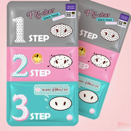 Bộ Lột Mụn Đầu Đen 3 Bước Holika Holika Pig Nose Clear Black Head 7g (Gói 3 Màu)