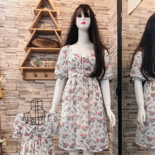 Set voan hoa nhí mẹ bé