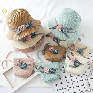 Sét Mũ + Túi Cói Cho Bé yêu