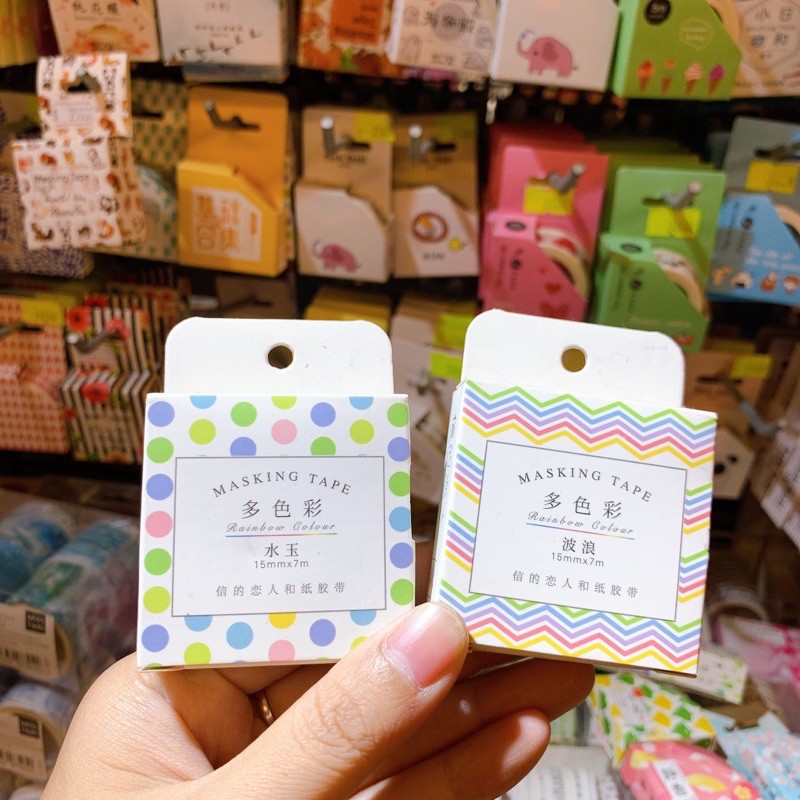 Băng dính trang trí Washi tape bản 1,5cm họa tiết  [Phần 2]