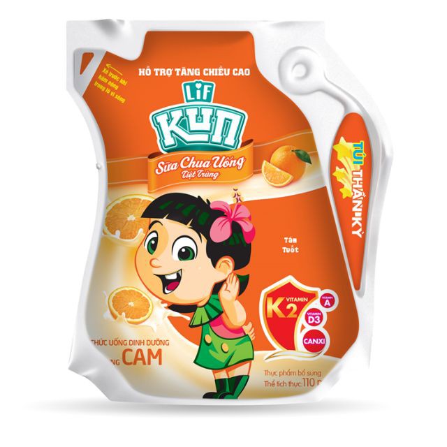 Thùng 24 Bịch Sữa Trái Cây Kun - 24 bịch x 110ml