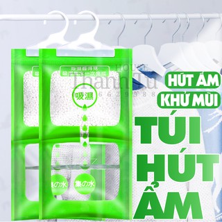 (Siêu to 160g) Túi hút ẩm 2 ngăn có móc treo  Chống ẩm Chống mốc  Siêu hút ẩm hiệu quả Túi hút ẩm tủ quần áo