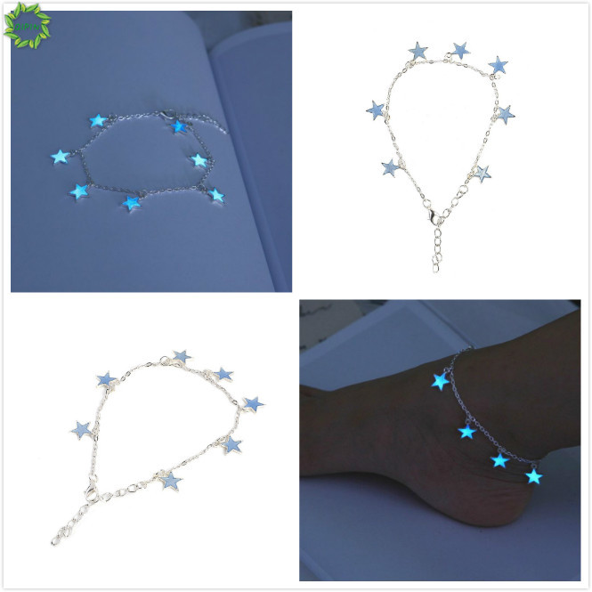 Lắc chân đính đá dạ quang thiết kế đơn giản