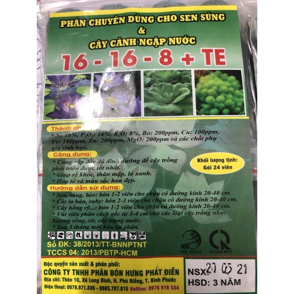 ☘ Phân bón chuyên dùng cho Cây Thủy Sinh, Sen, súng, bèo,....