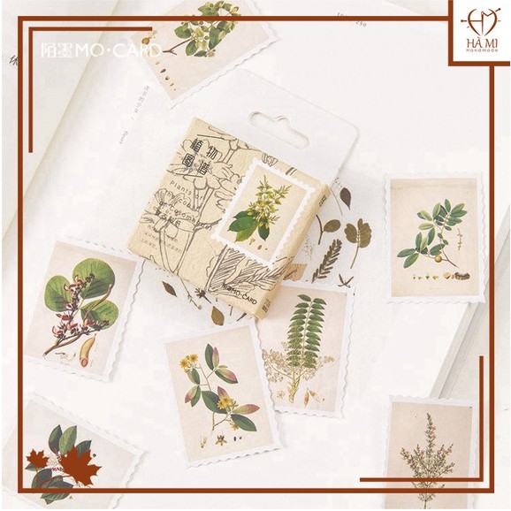 Bộ 45 miếng dán sticker hình cây xanh dùng trang trí sổ tay, tập vở DIY Hà Mi Handmade