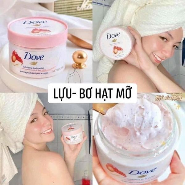 Tẩy Da Chết Toàn Thân DOVE Exfoliating Body Polish, Dove Tẩy Da Chết Body Chăm Sóc Da Dưỡng Trắng Cấp Ẩm Hũ 225ml