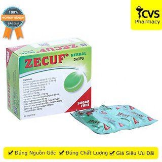 Viên ngậm Zecuf Herbal Drops - Kẹo ngậm Thảo Dược Giảm Đau Họng & Ho không đường hộp 5 vỉ - cvspharmacy