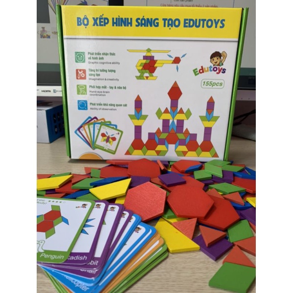 XẾP HÌNH SÁNG TẠO EDUTOYS 155 CHI TIẾT BẰNG GỖ