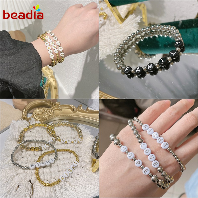 BEADIA Hộp hạt xỏ tròn cbb + hạt hình chữ + dây co giãn Beadia dùng để làm đồ trang sức DIY
