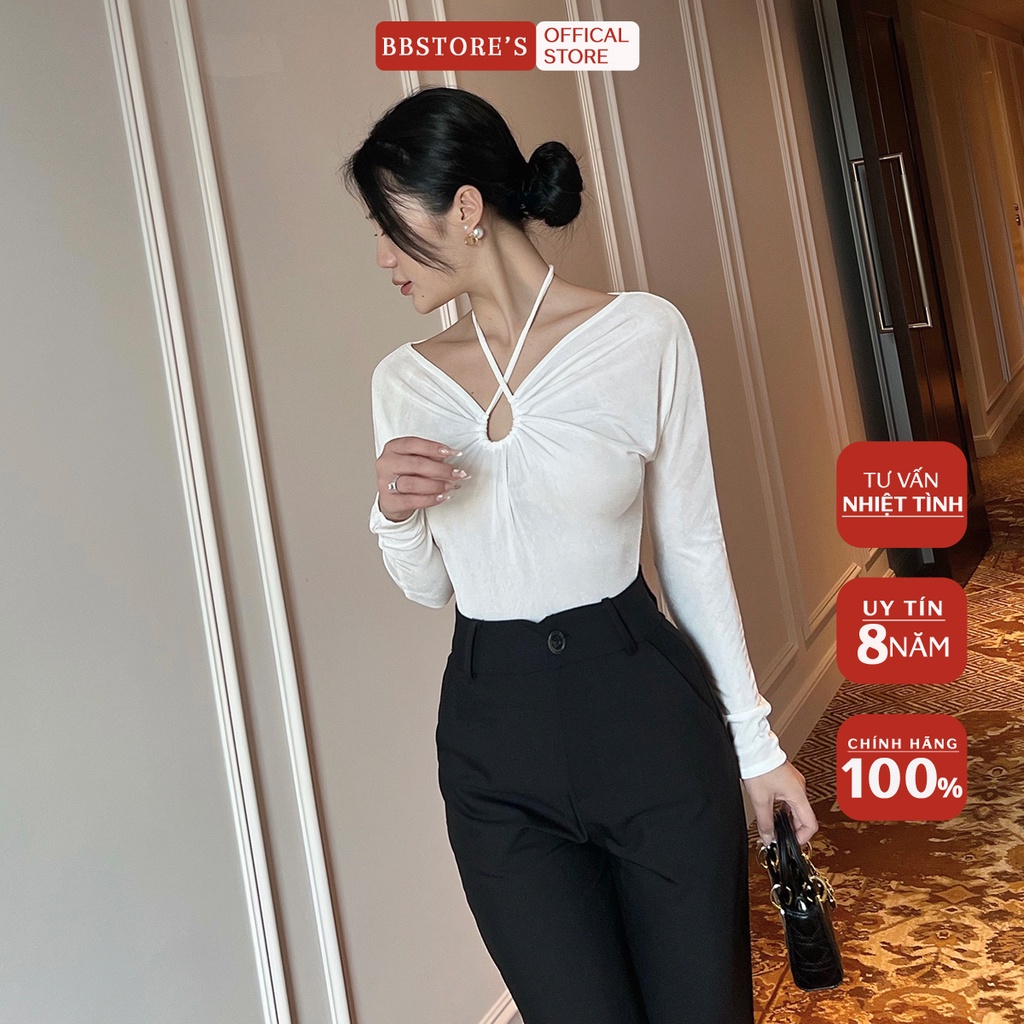 BBSTORE'S Áo Tay Dài Cổ Yếm Thời Trang Dự Tiệc Đi Dạo Cực Xinh -A1239