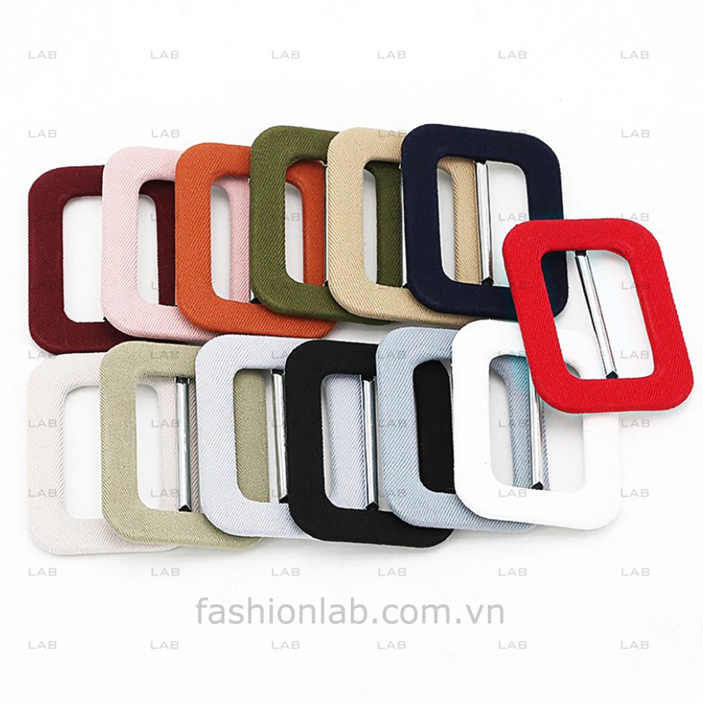 Mặt dây đai lưng kim loại bọc vải hình chữ nhật  #0202