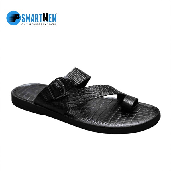 Dép Da bò thật SMARTMEN DSM-06 Đen