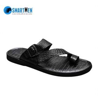 Dép da bò thật smartmen dsm-06 đen